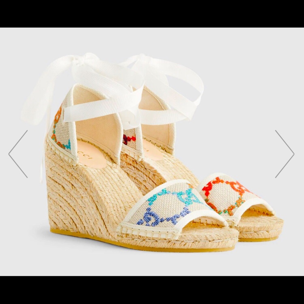 Gucci Espadrille Wedge multi color sandal size 38
